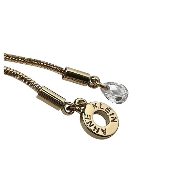 Anne Klein Bracelet Iridescent Color Beads Golden Snake Chain Slider Adjustable - Picture 5 of 10